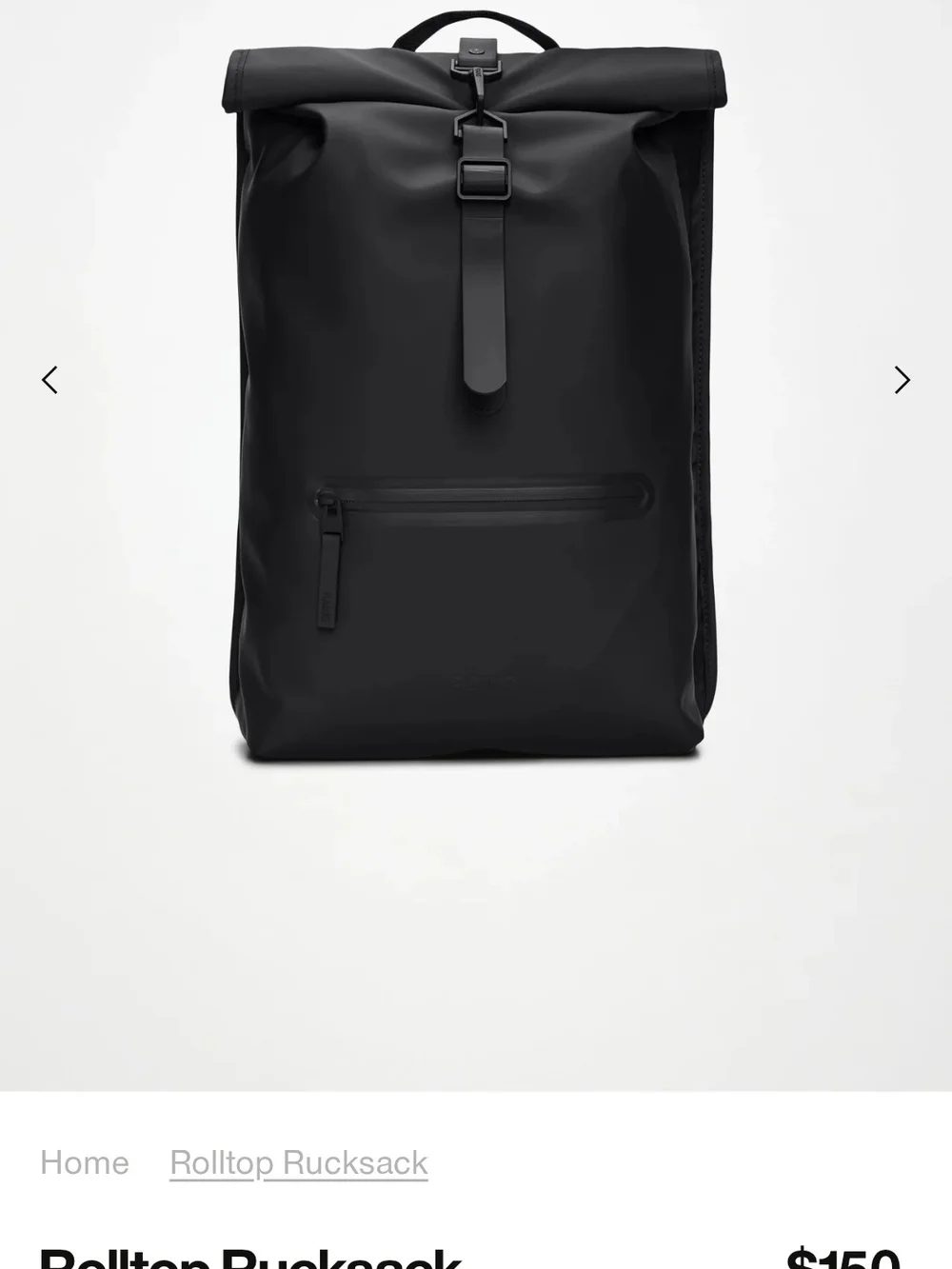Black Roll-Top Backpack - Minimal Men’s Everyday Bag Black